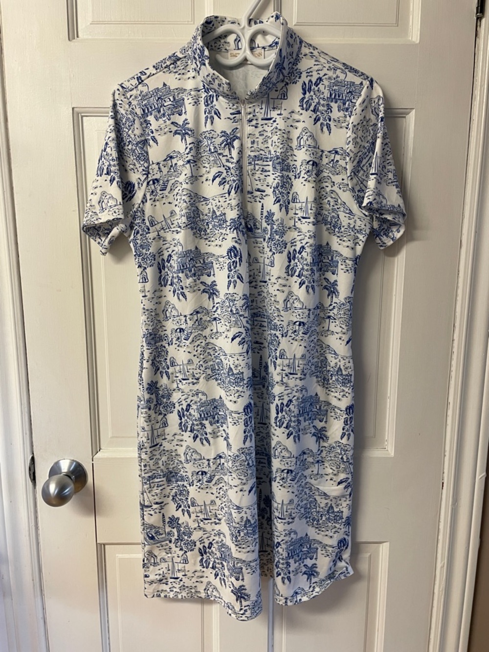 Smith&Quinn tropical travel pattern short sleeve dress women’s size L *sale*